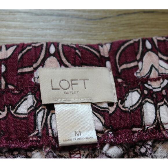 LOFT Boho Floral A-Line Skirt Multicolor Burgundy Orange White Women’s M - Picture 4 of 6